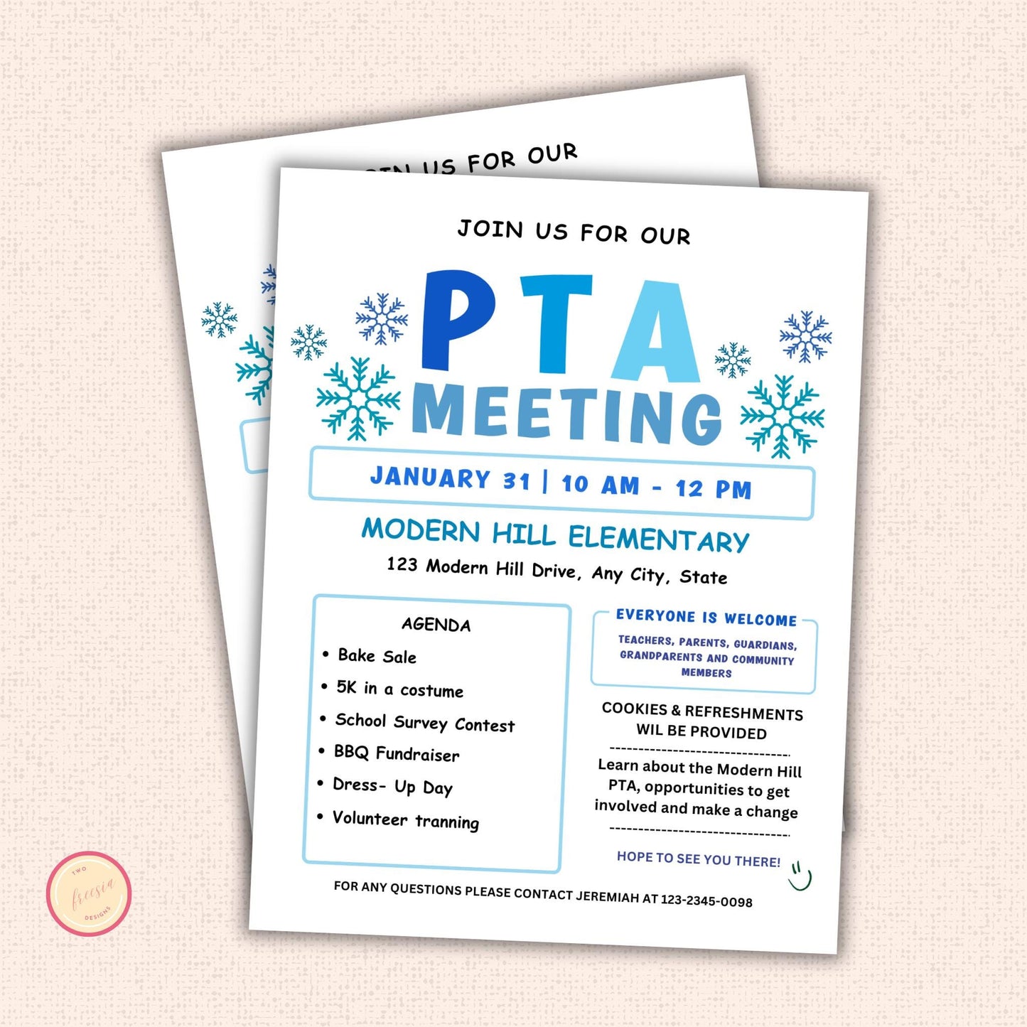 January PTO Monthly Meetings Flyer Template