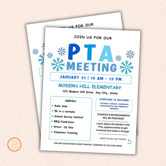 January PTO Monthly Meetings Flyer Template