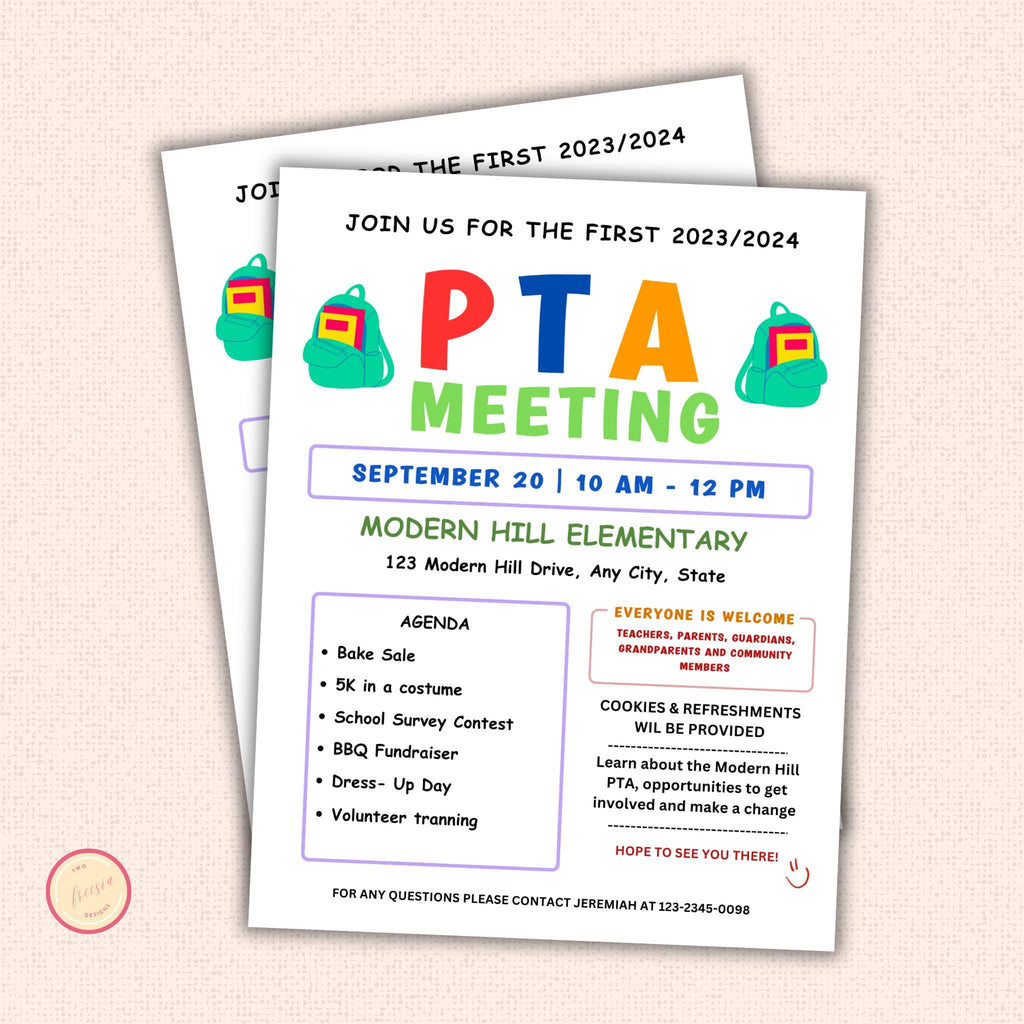 September PTO Monthly Meetings Flyer Template