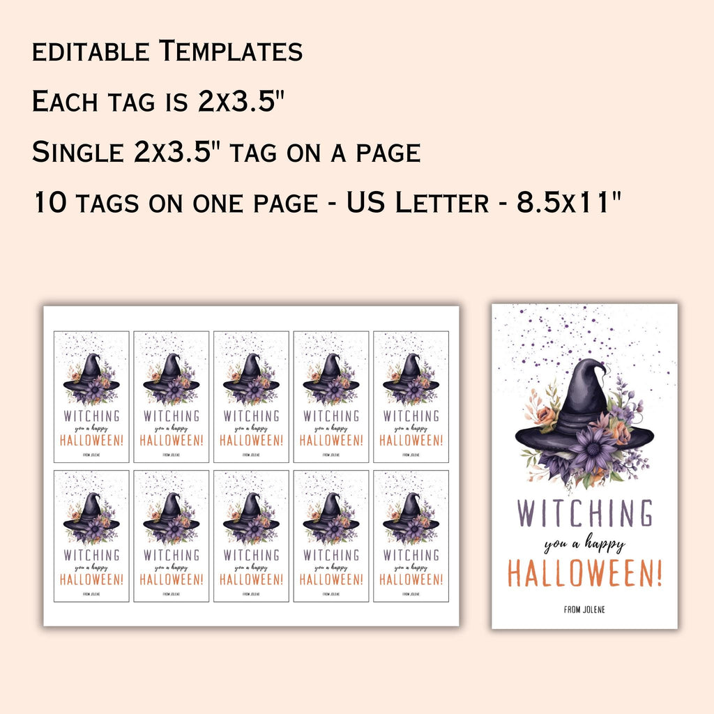 Witching You A Happy Halloween Favor Tag