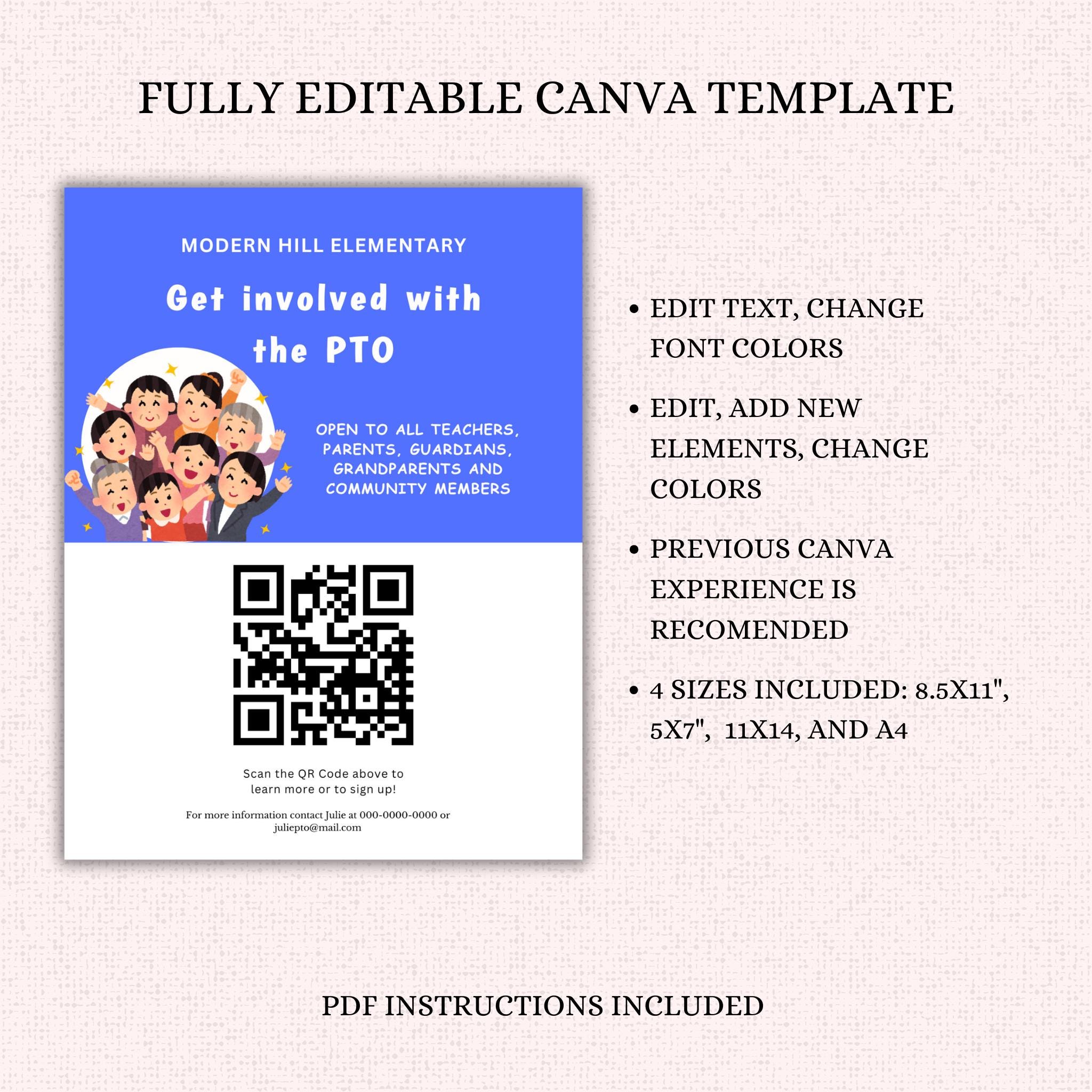 PTO Recruitment Flyer Template w/QR Code