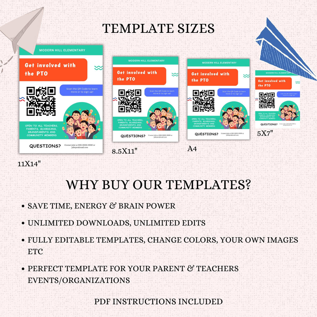 PTO Recruitment Flyer Template  w/QR Code