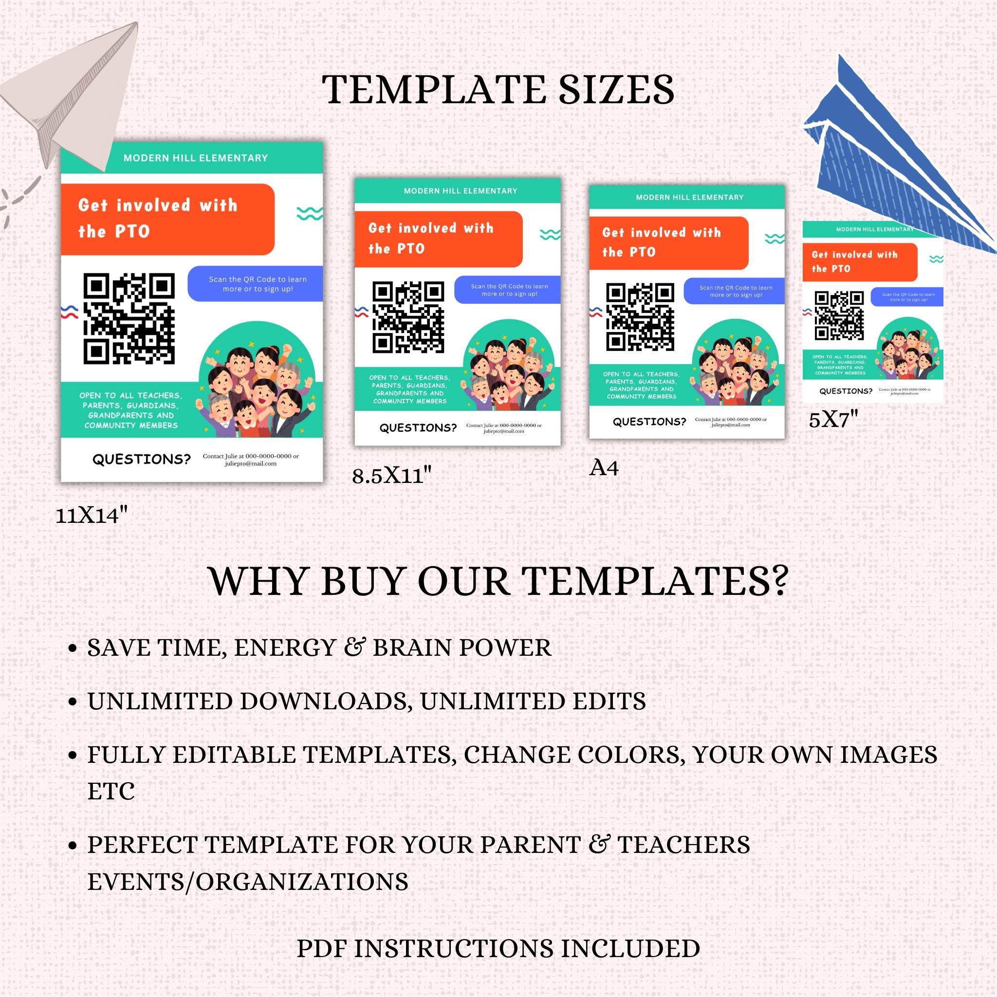 PTO Recruitment Flyer Template  w/QR Code