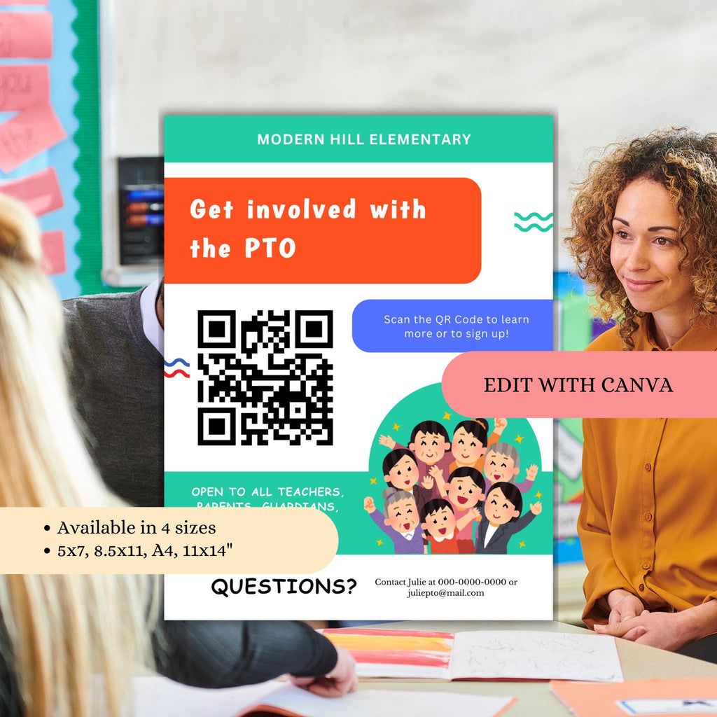 PTO Recruitment Flyer Template  w/QR Code