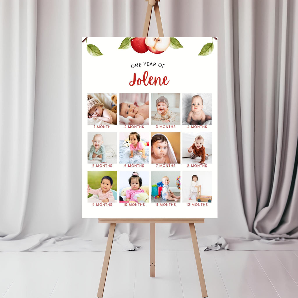Apple 1st Birthday Photo Poster Sign
