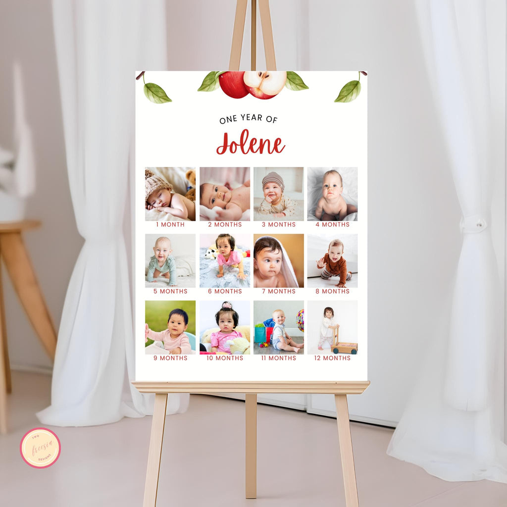 Apple 1st Birthday Photo Poster Sign