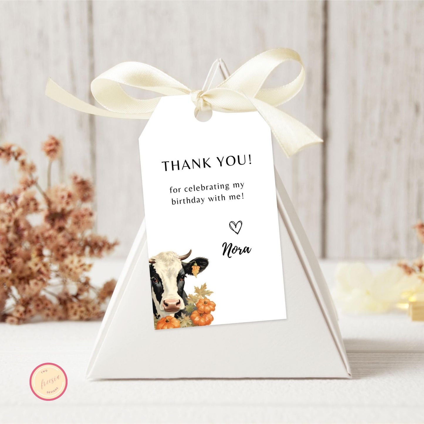 Holy Cow Pumpkin Birthday Party Favor Tag