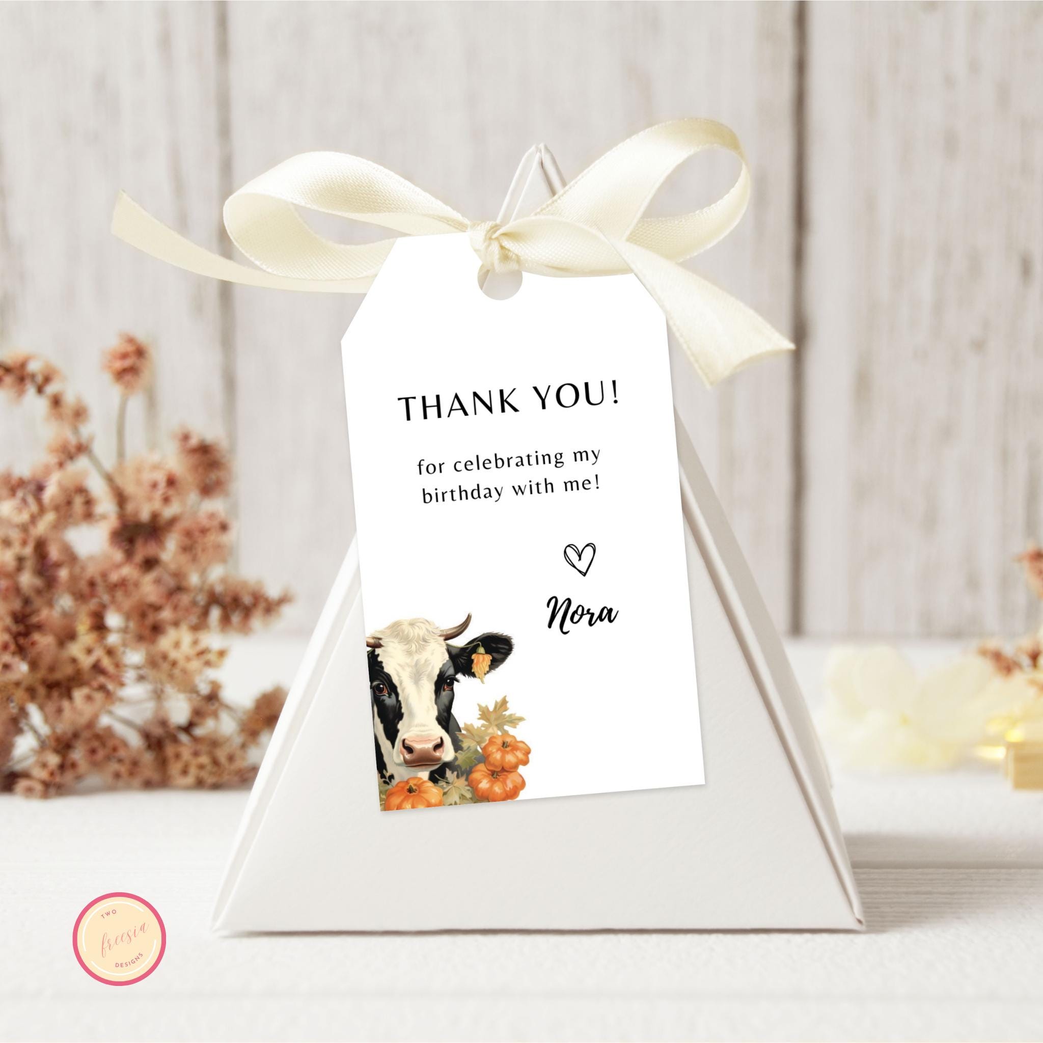Holy Cow Pumpkin Birthday Party Favor Tag