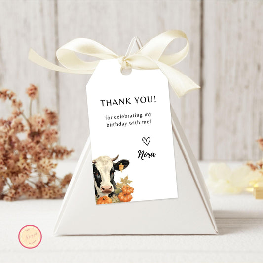 Holy Cow Pumpkin Birthday Party Favor Tag