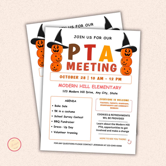 October PTO Monthly Meetings Flyer Template
