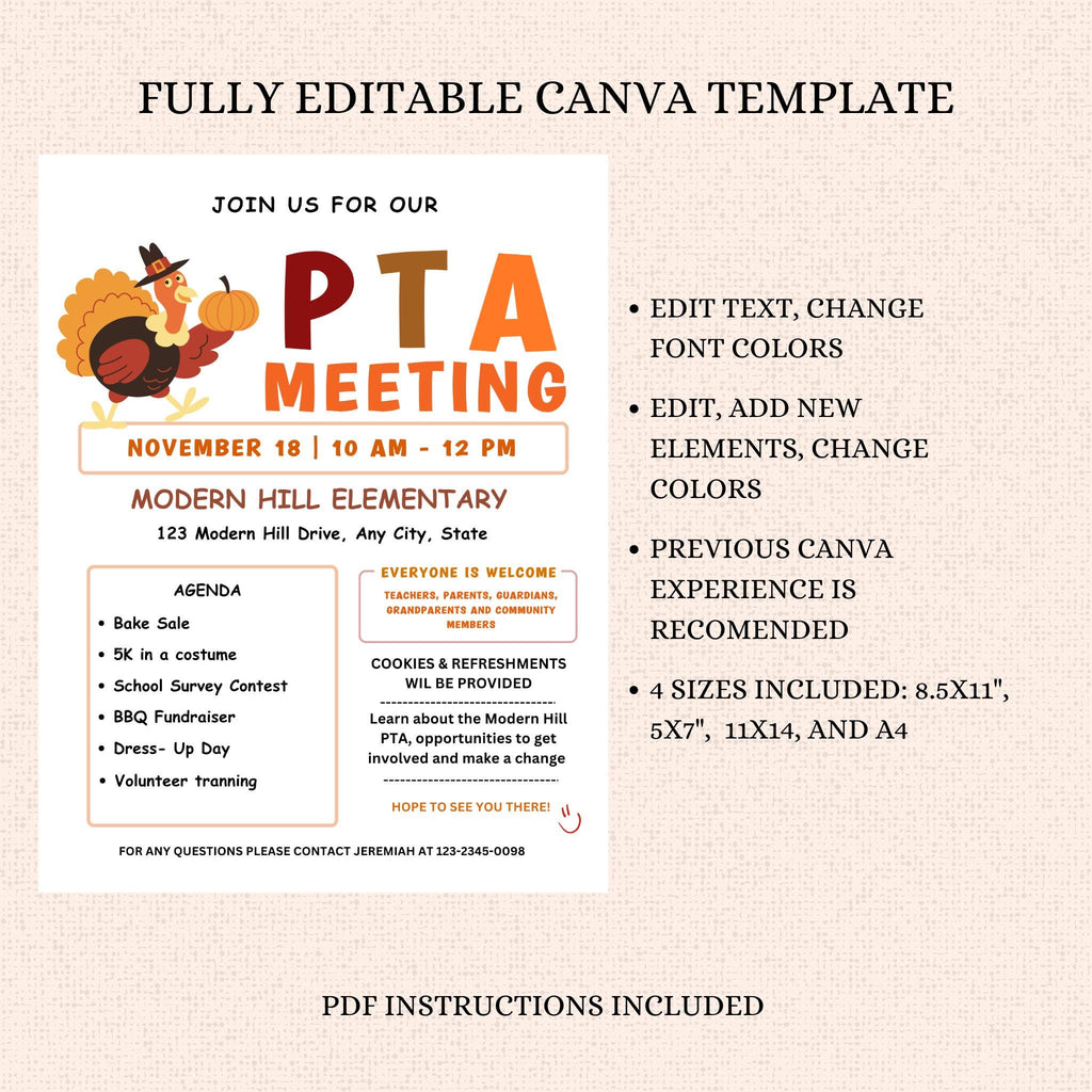 November PTO Monthly Meetings Flyer Template