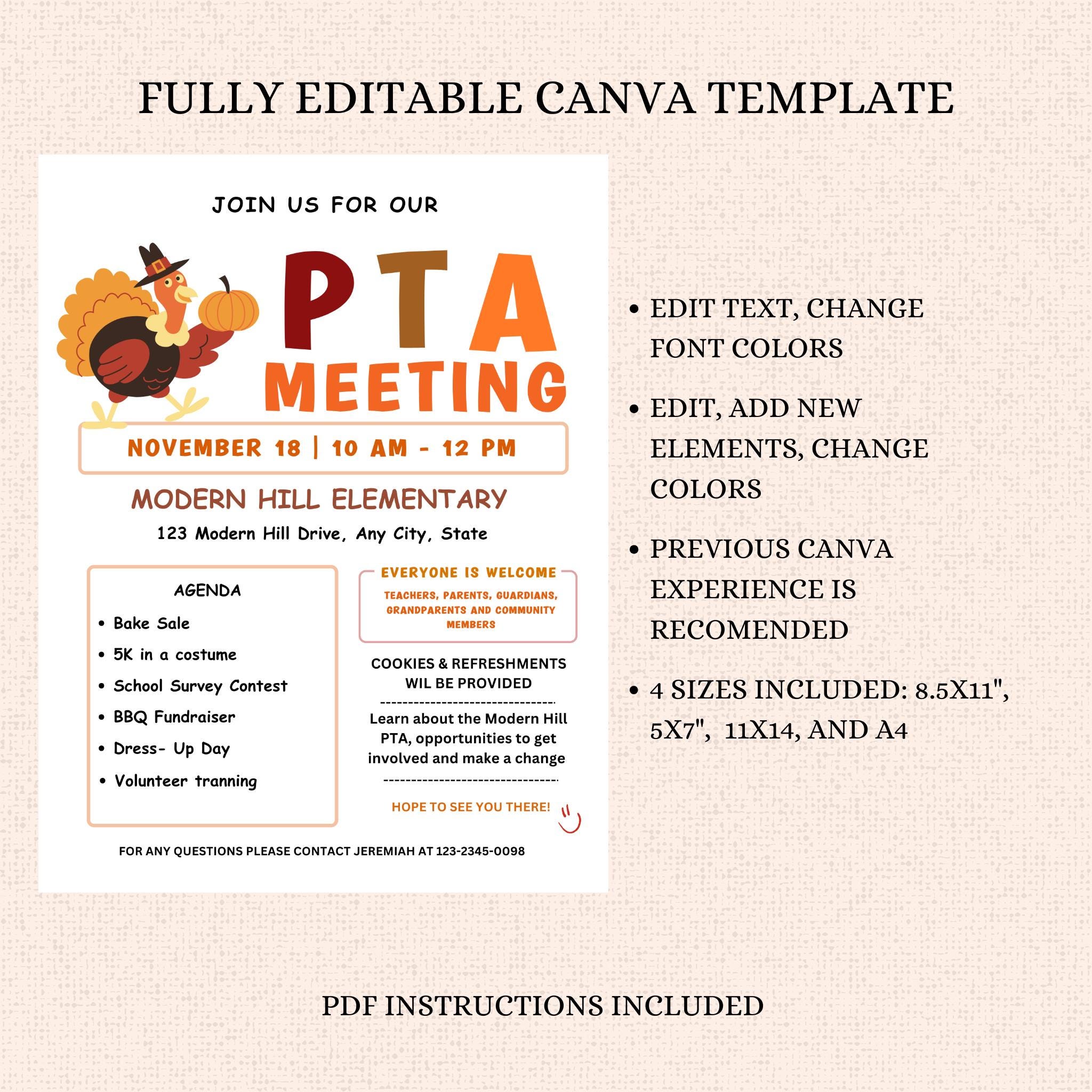 November PTO Monthly Meetings Flyer Template