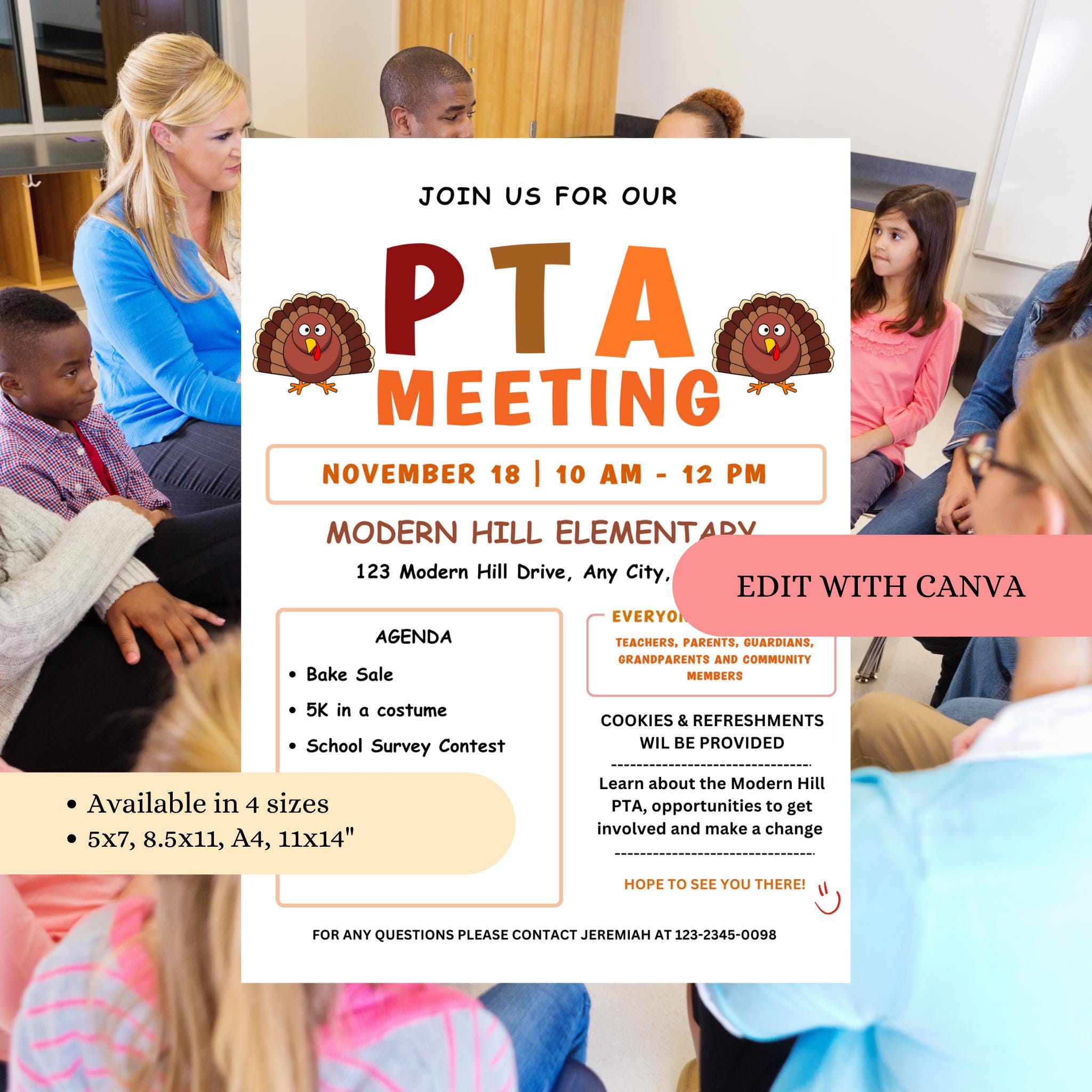 November PTO Monthly Meetings Flyer Template
