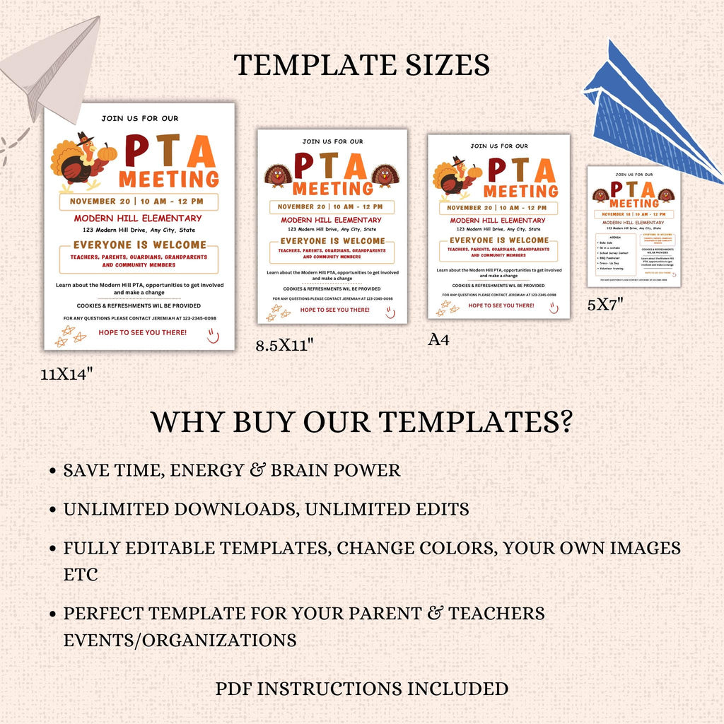 November PTA PTO Monthly Meeting Flyer Template