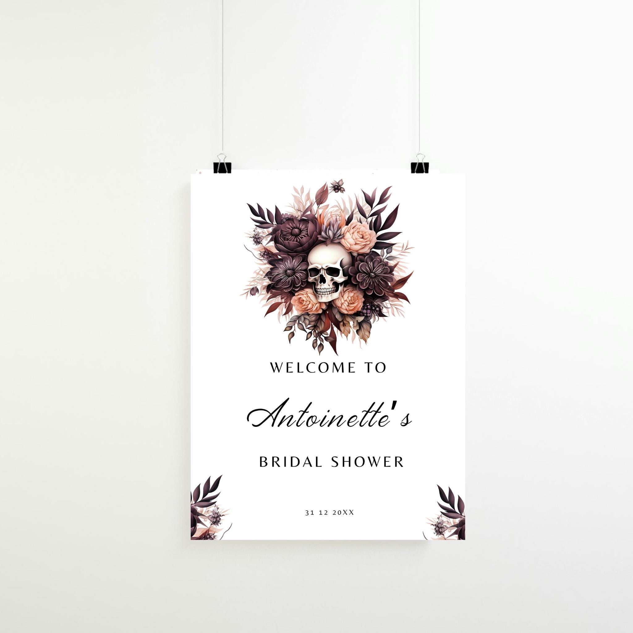 Floral Skull Halloween Bridal Shower Welcome Sign