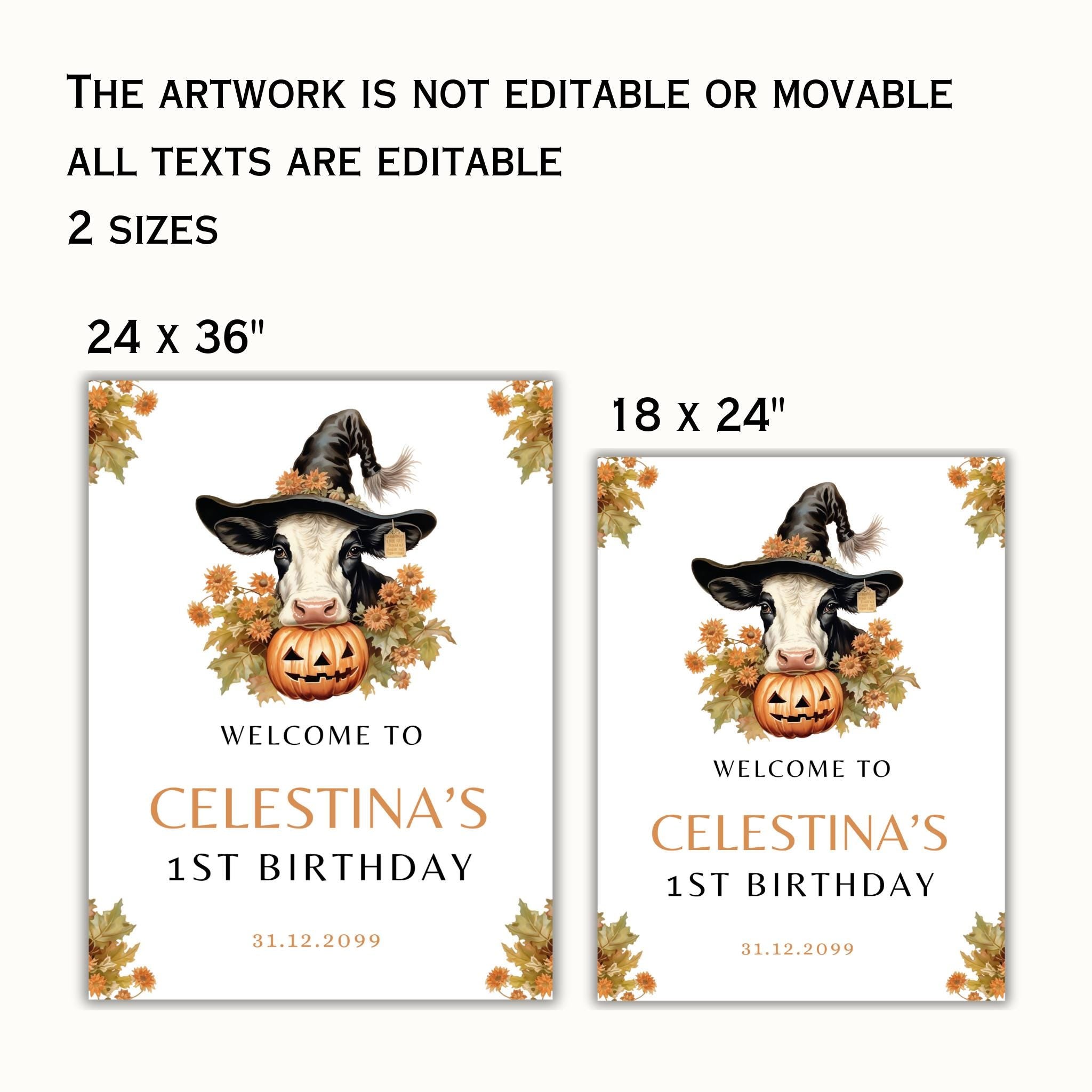 Holy Cow Pumpkin Birthday Party Welcome Sign