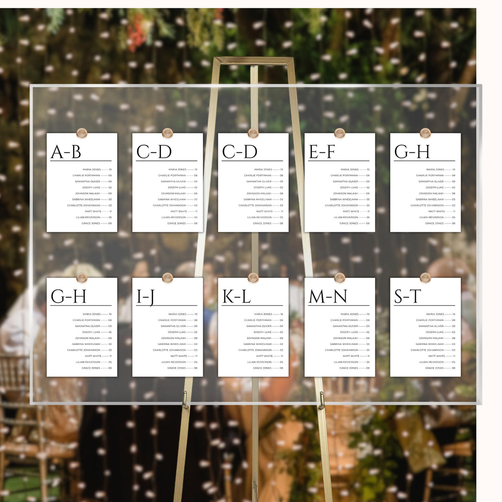 Alphabetical Seating Chart Template, 5x7