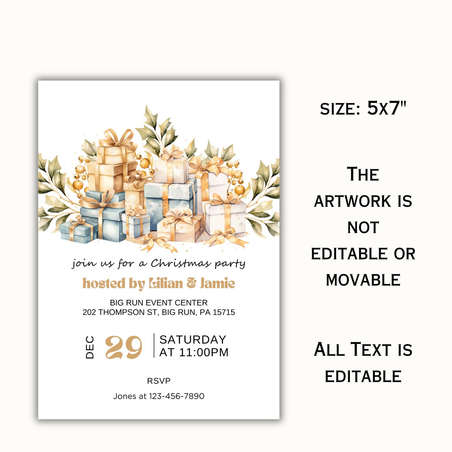 Gold Christmas Party Invitation
