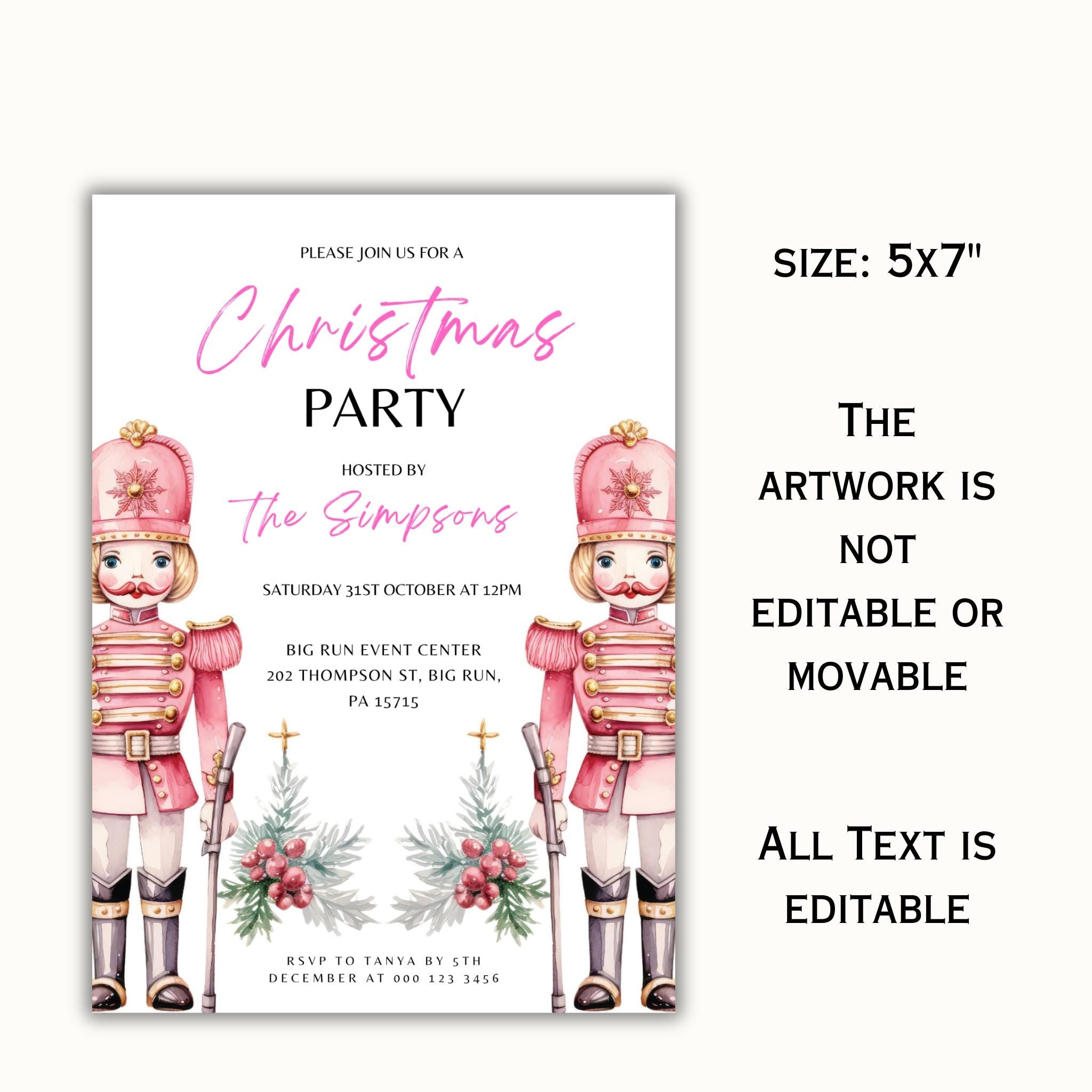 Nutcracker Christmas Dinner Invitation
