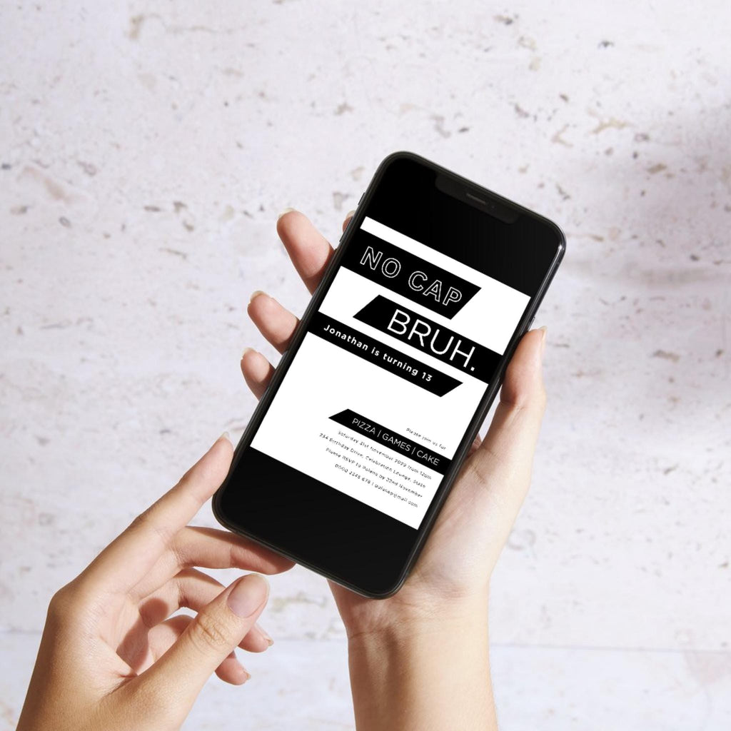 No Cap Bruh, Birthday Invitation Template