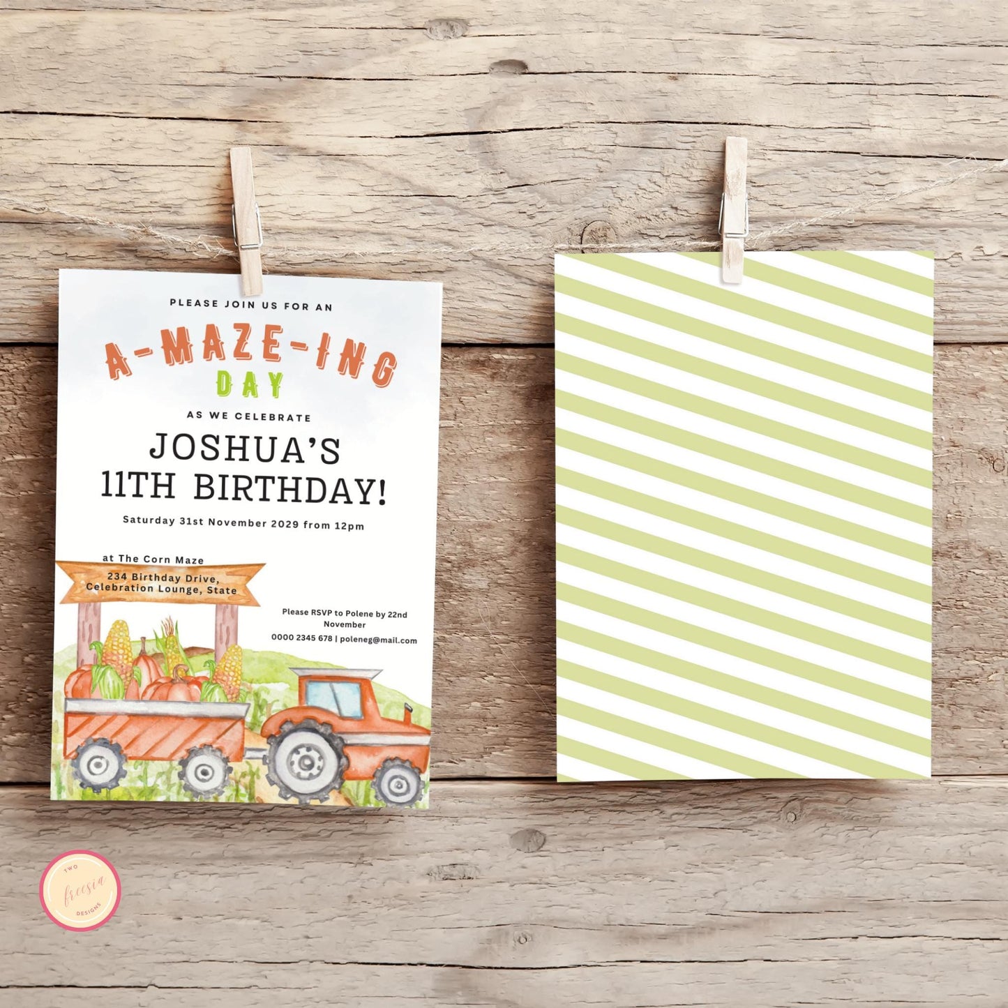 Corn Maze Birthday Invitation