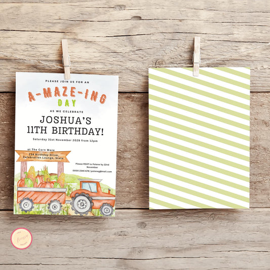 Corn Maze Birthday Invitation