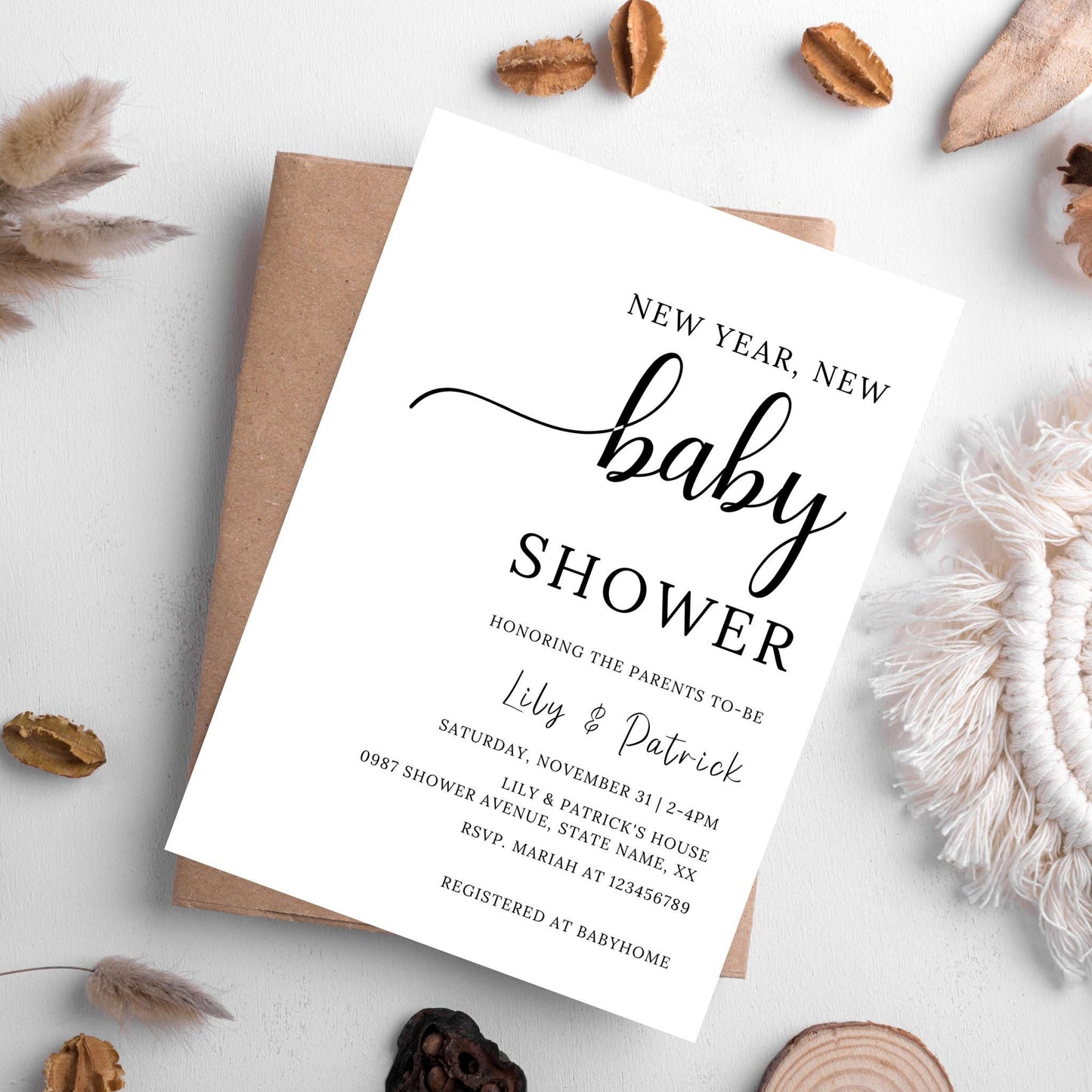 New Year, New Baby Shower Invitation Template