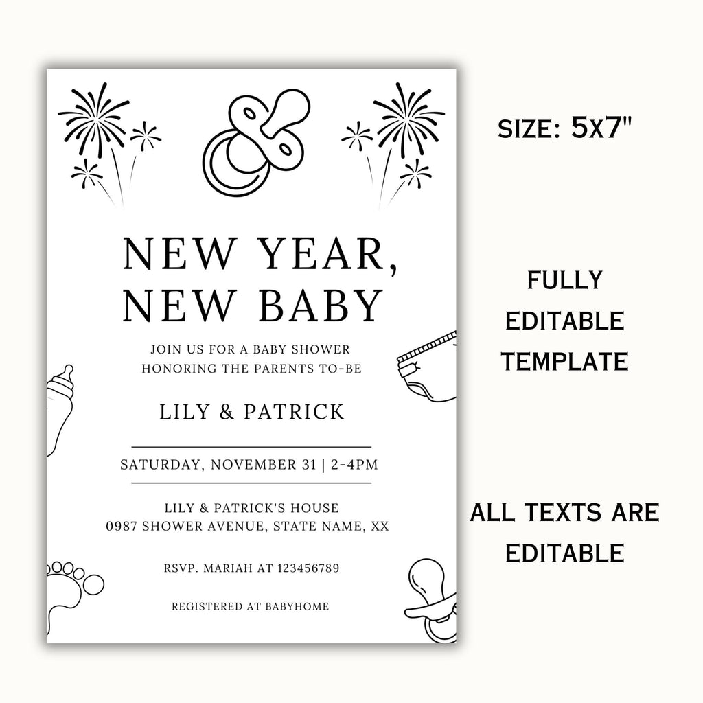 New Year, New Baby Shower Invitation Template