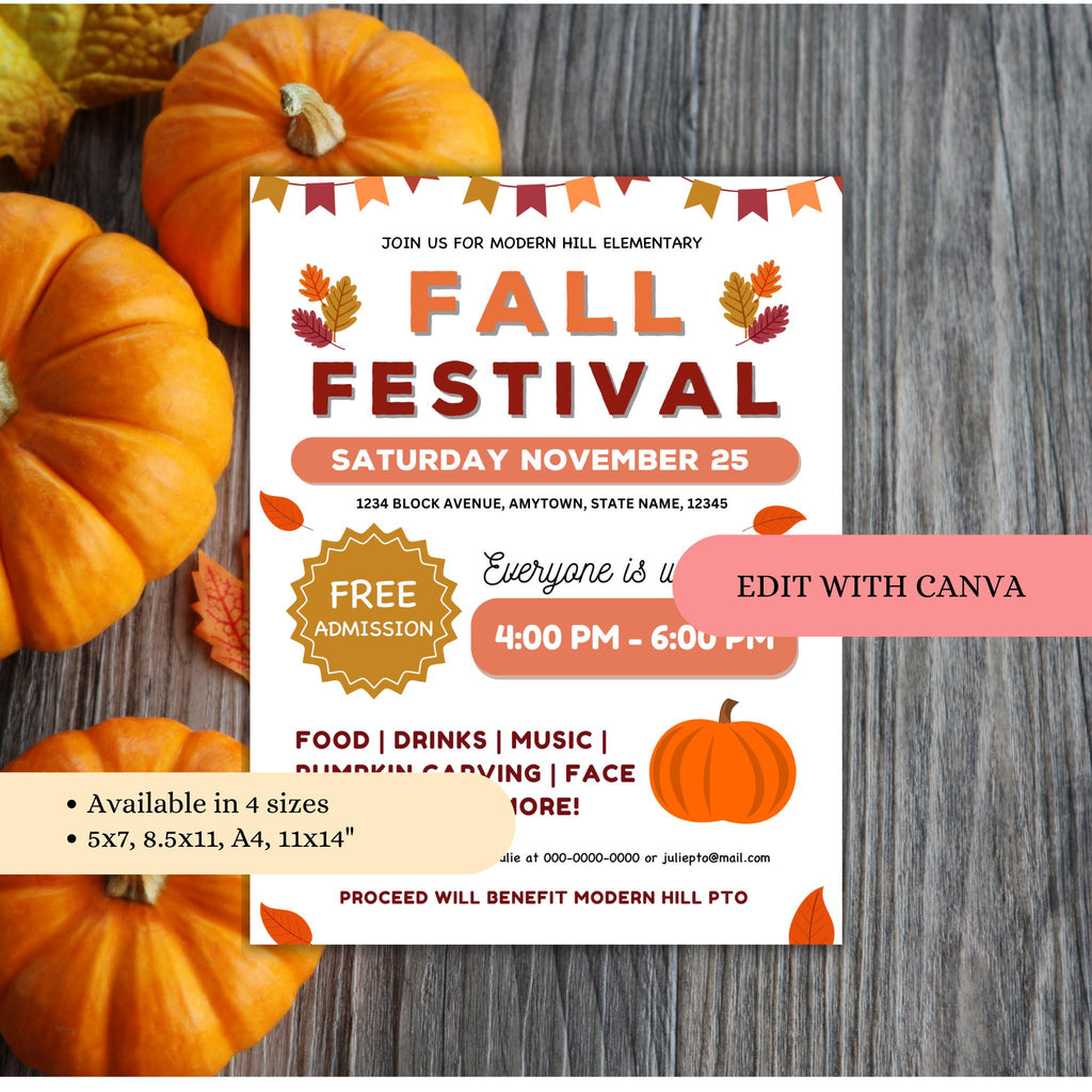 Fall Flyers Fall Festival Flyer Template | Autumn Harvest Fest Fundraiser Event ...