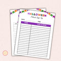 Halloween Potluck Sign-Up Sheet Template
