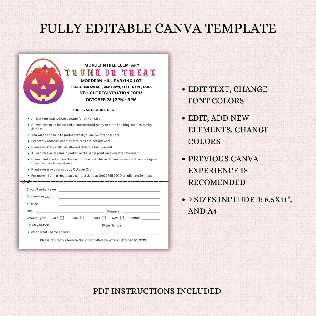 Truck or Treat Vehicle Registration Form Template