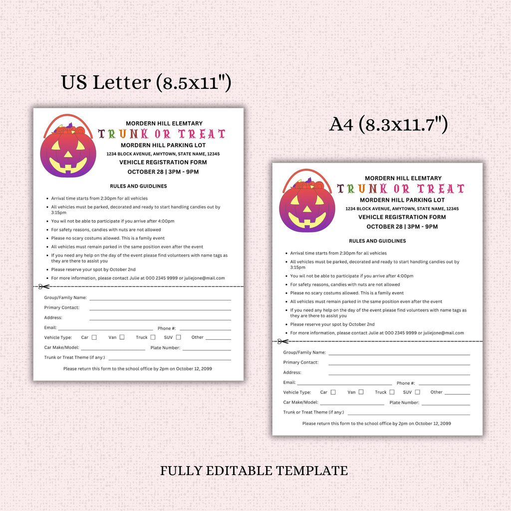 Truck or Treat Vehicle Registration Form Template