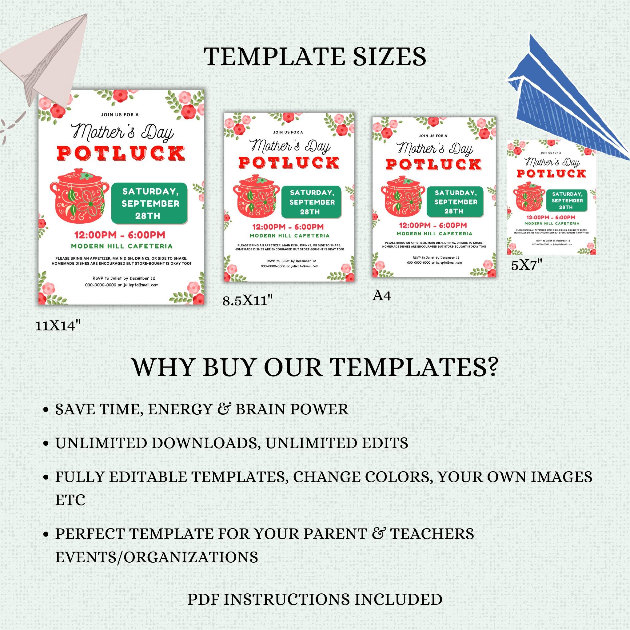 Mother's Day Potluck Flyer Template