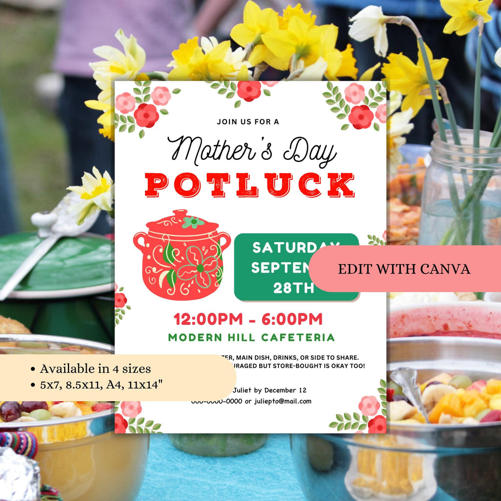 Mother's Day Potluck Flyer and Sign Up Sheet Template