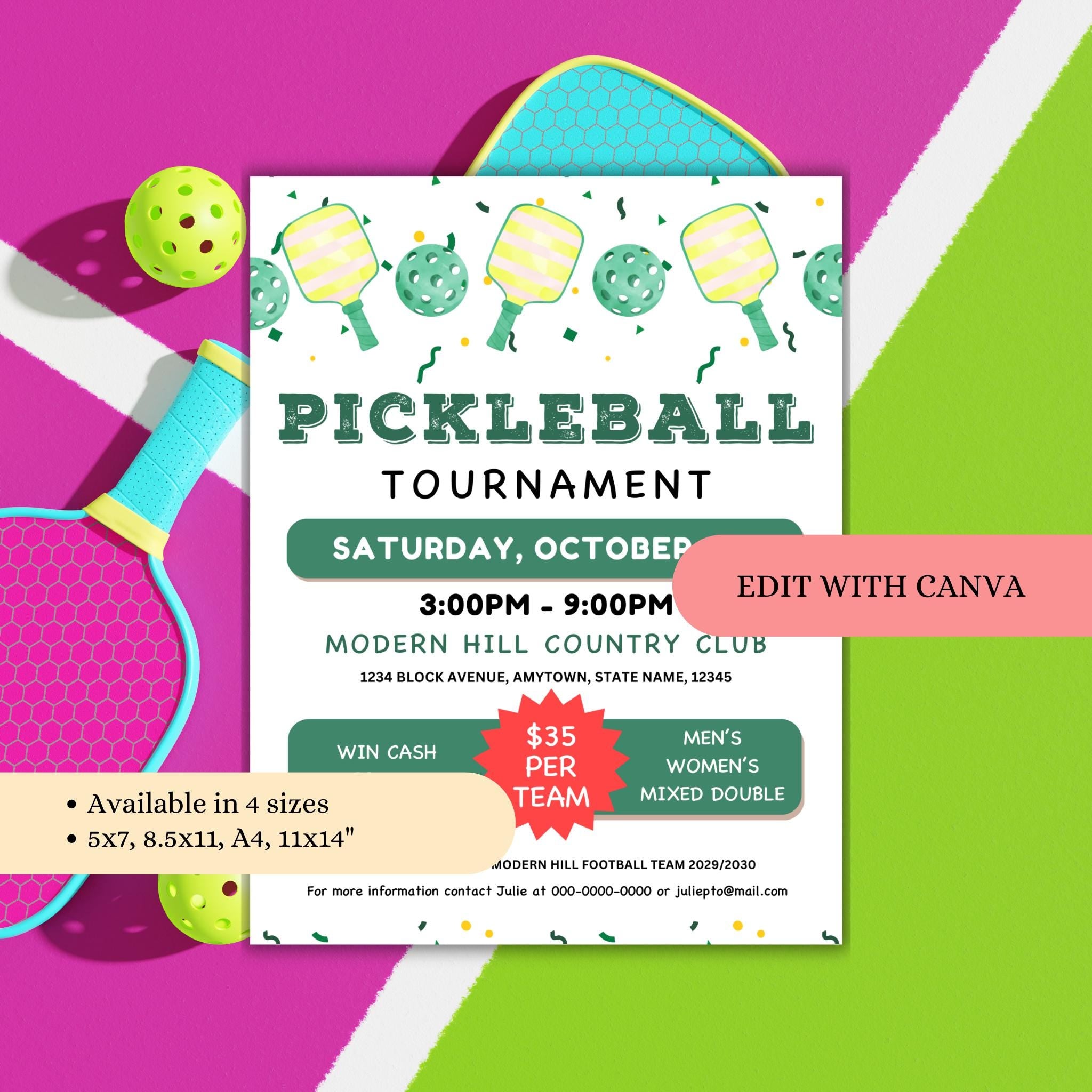 Pickleball Tournament Flyer Template