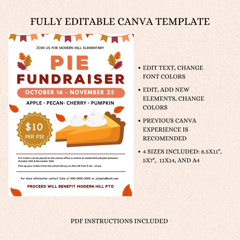 Pie Fundraiser Flyer Template,