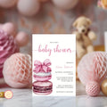 Pink Bow & Macaron Baby Shower Invitation