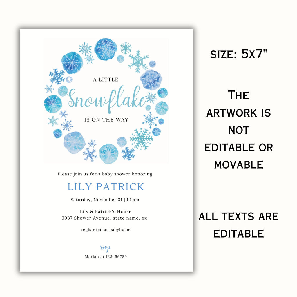 A Little Snowflake is on the Way Invitation