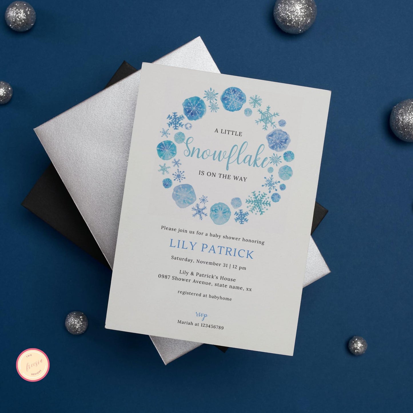 A Little Snowflake is on the Way Invitation