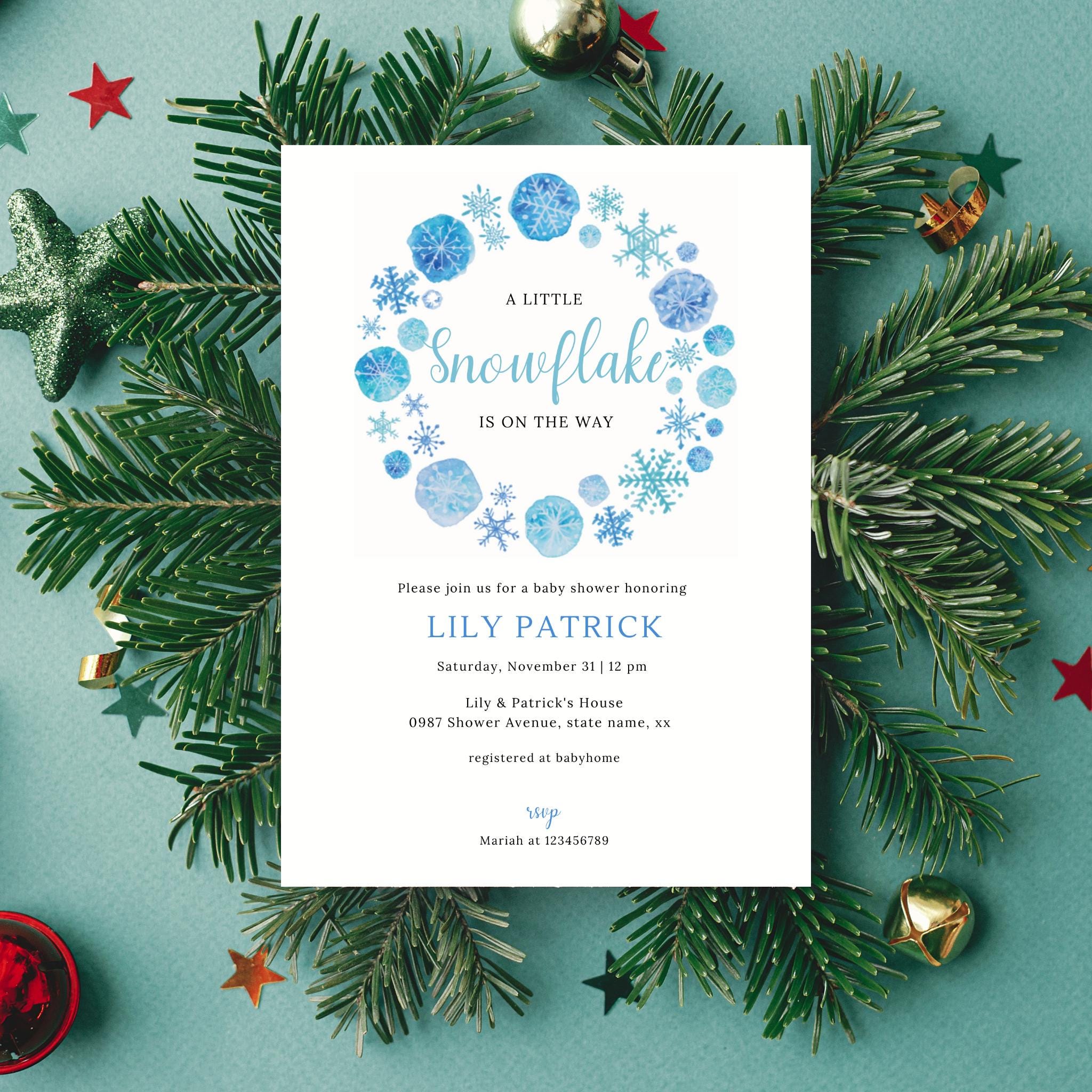 A Little Snowflake is on the Way Invitation