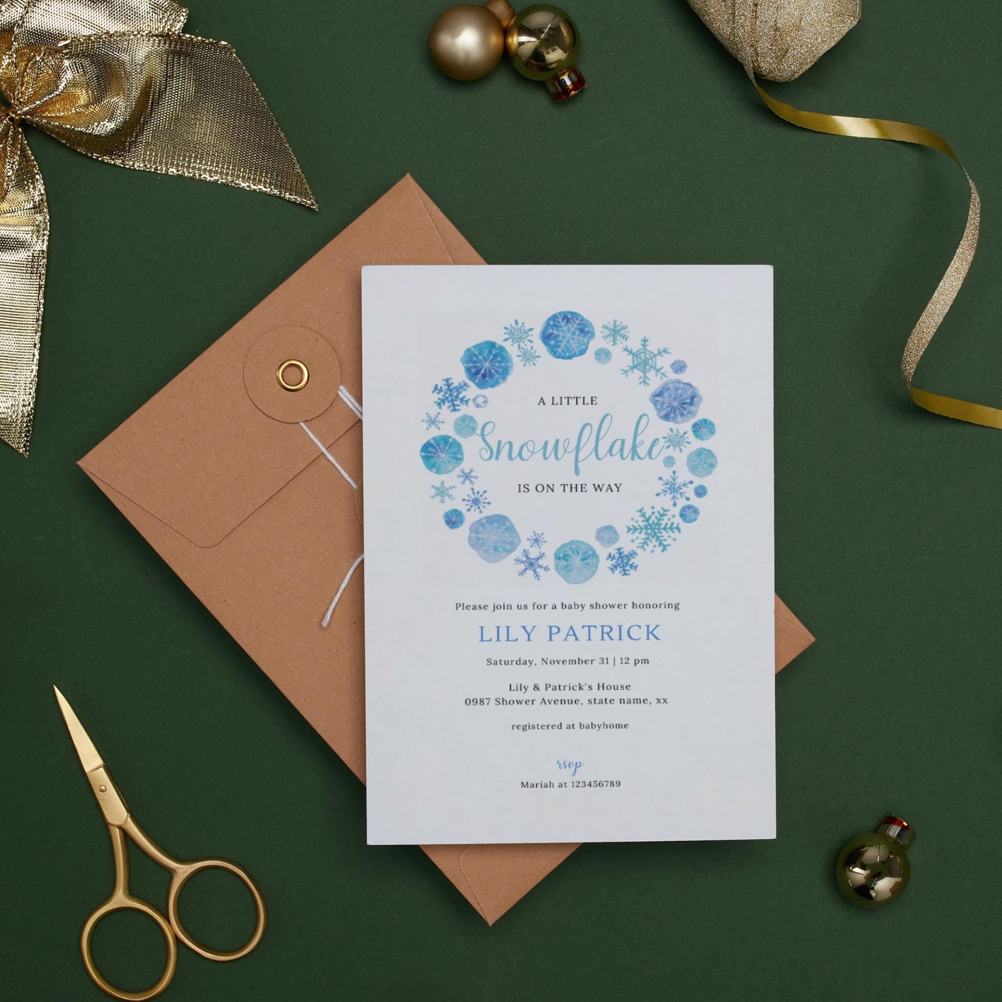 A Little Snowflake is on the Way Invitation