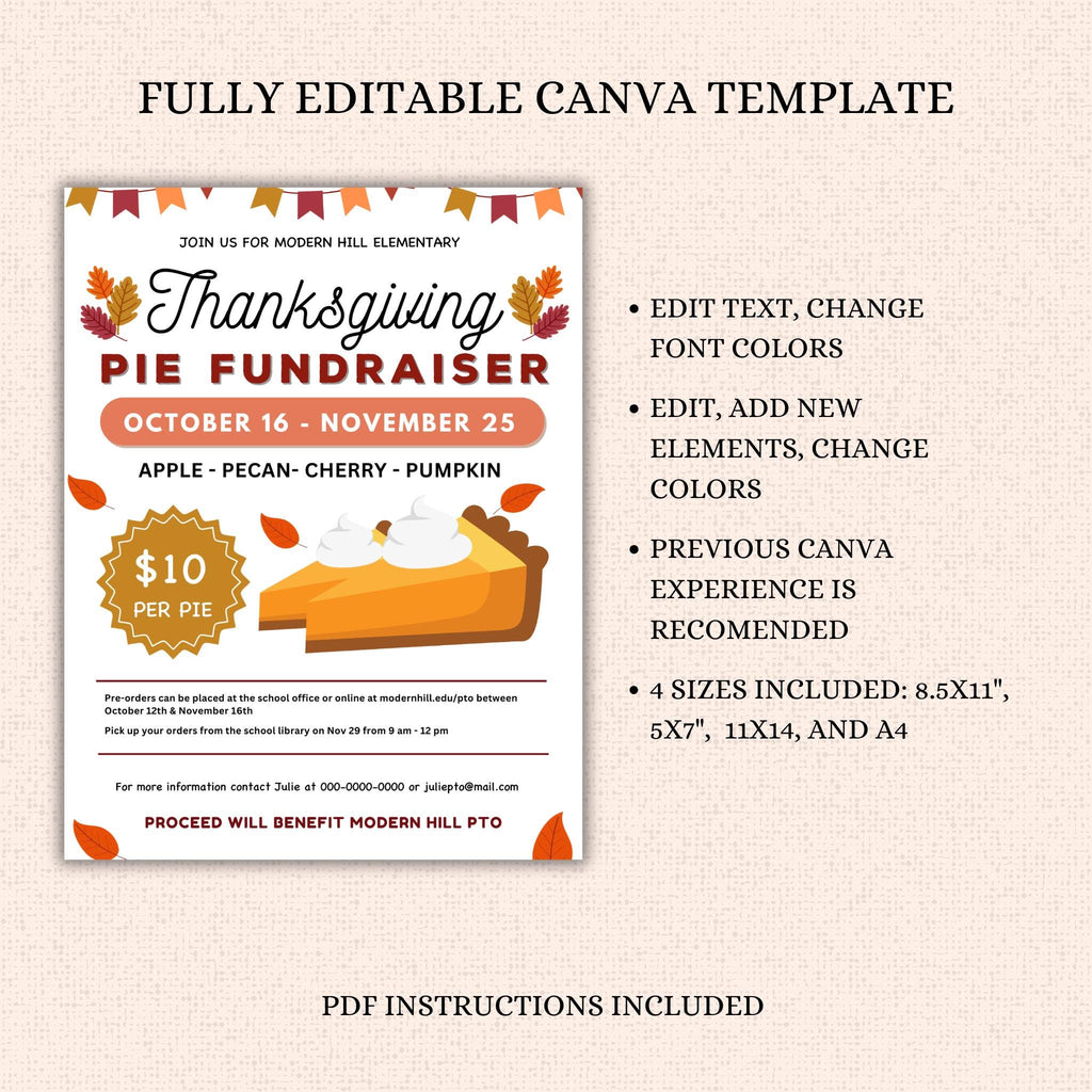 Thanksgiving Pie Fundraiser Flyer Template