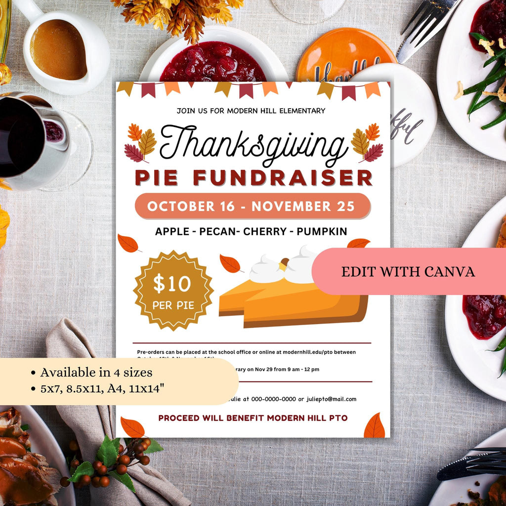 Thanksgiving Pie Fundraiser Flyer Template