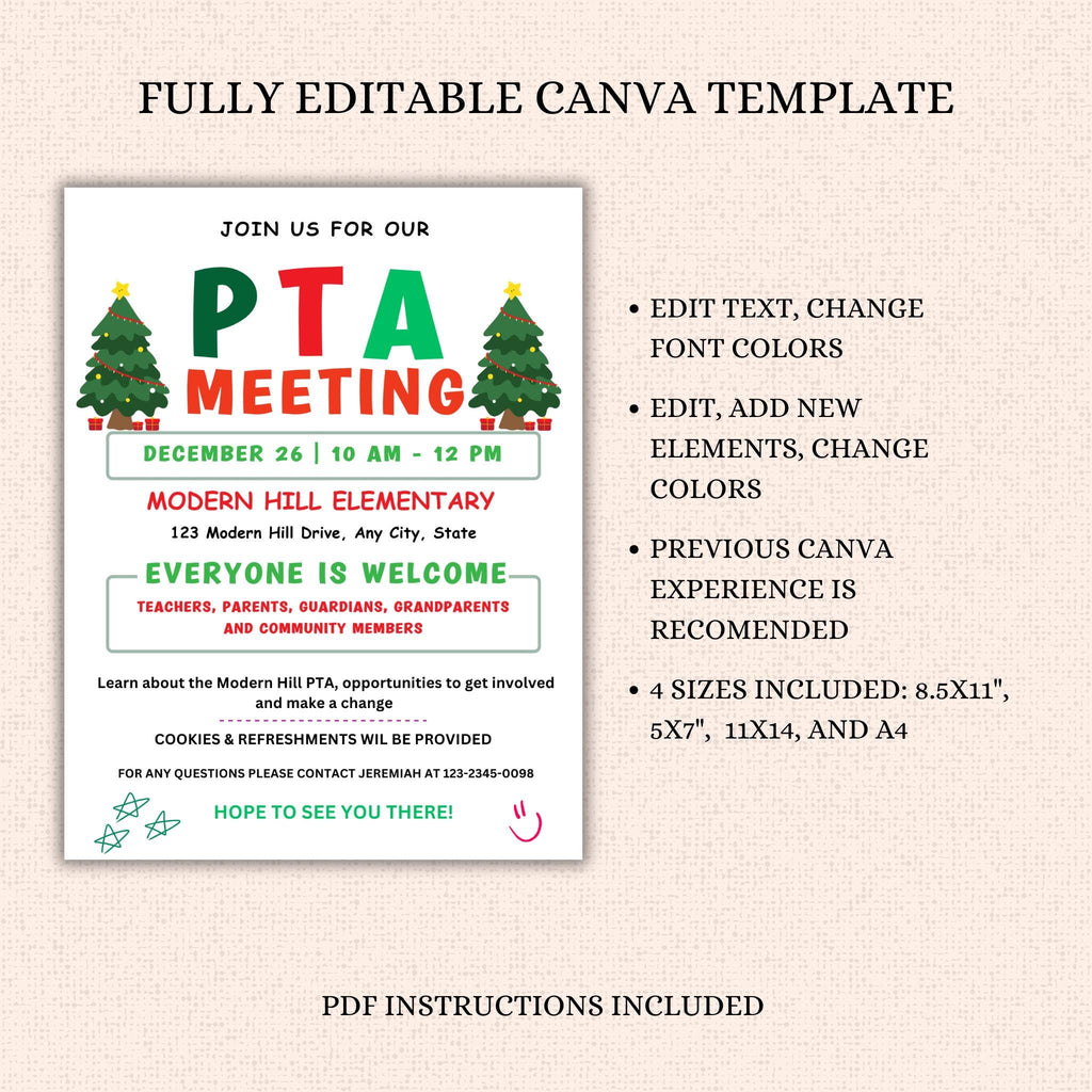 December PTO Monthly Meetings Flyer Template