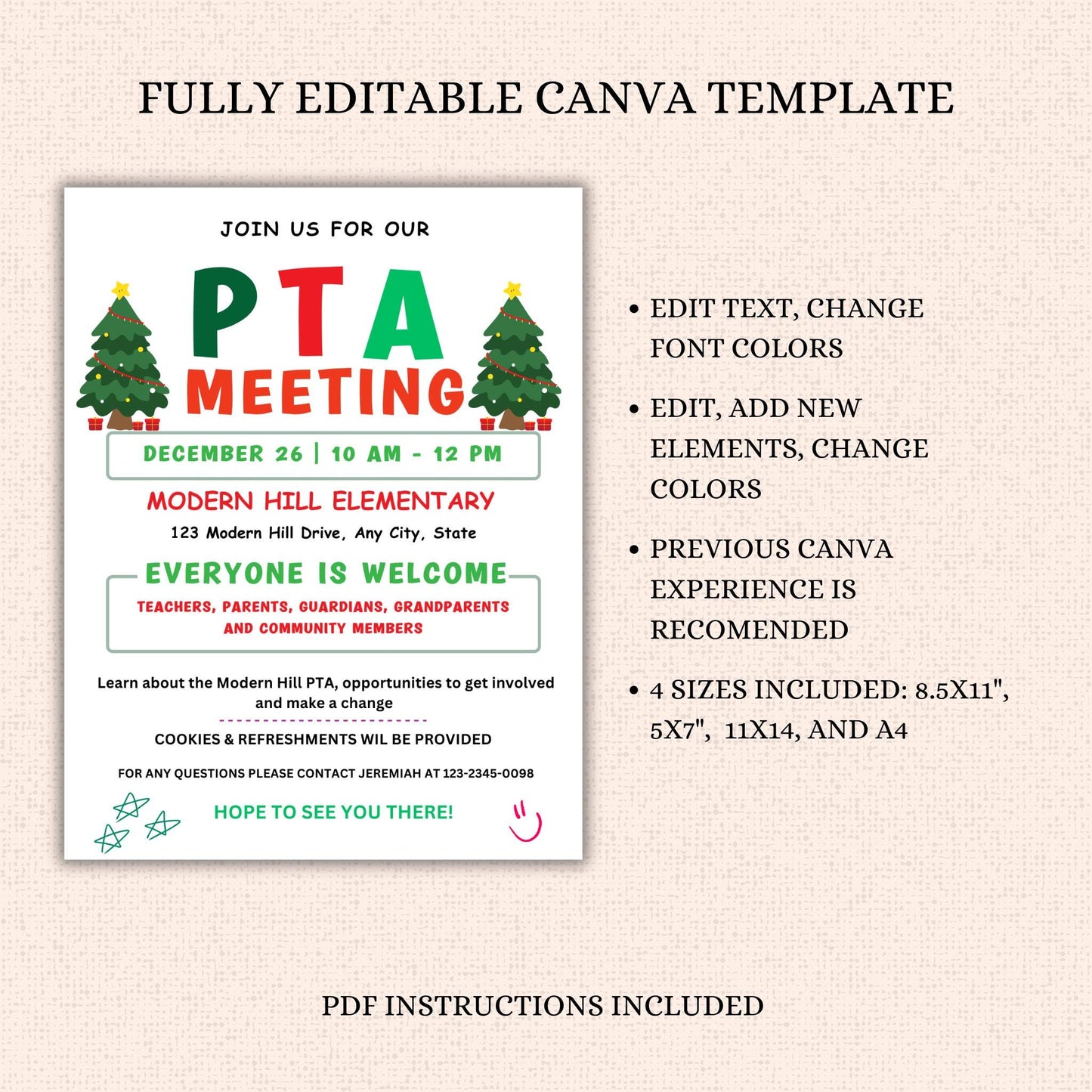 December PTO Monthly Meetings Flyer Template
