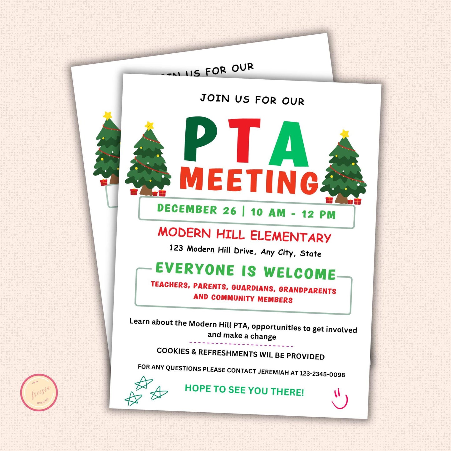 December PTO Monthly Meetings Flyer Template