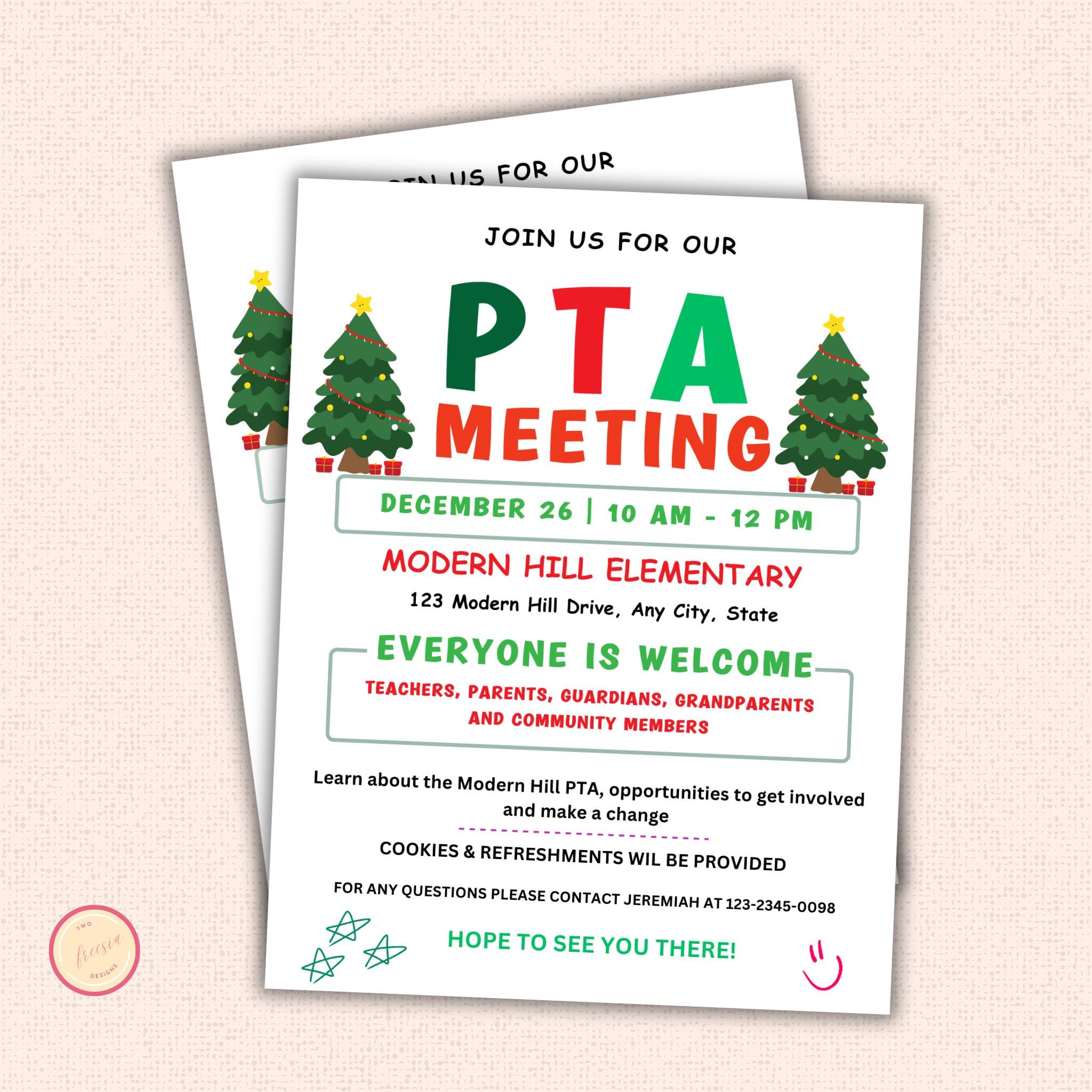December PTO Monthly Meetings Flyer Template