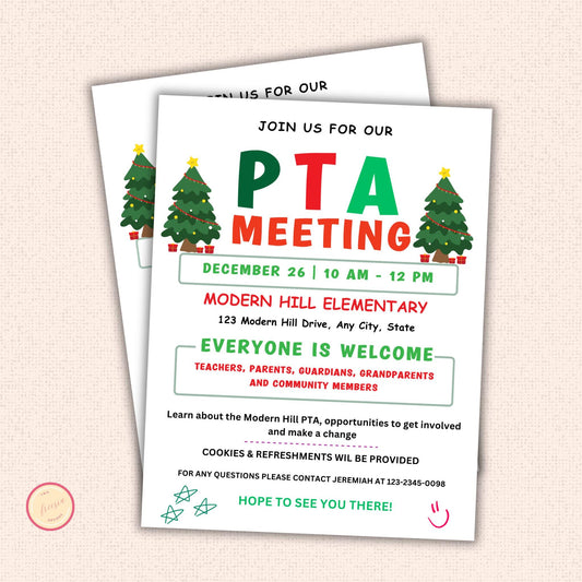 December PTO Monthly Meetings Flyer Template