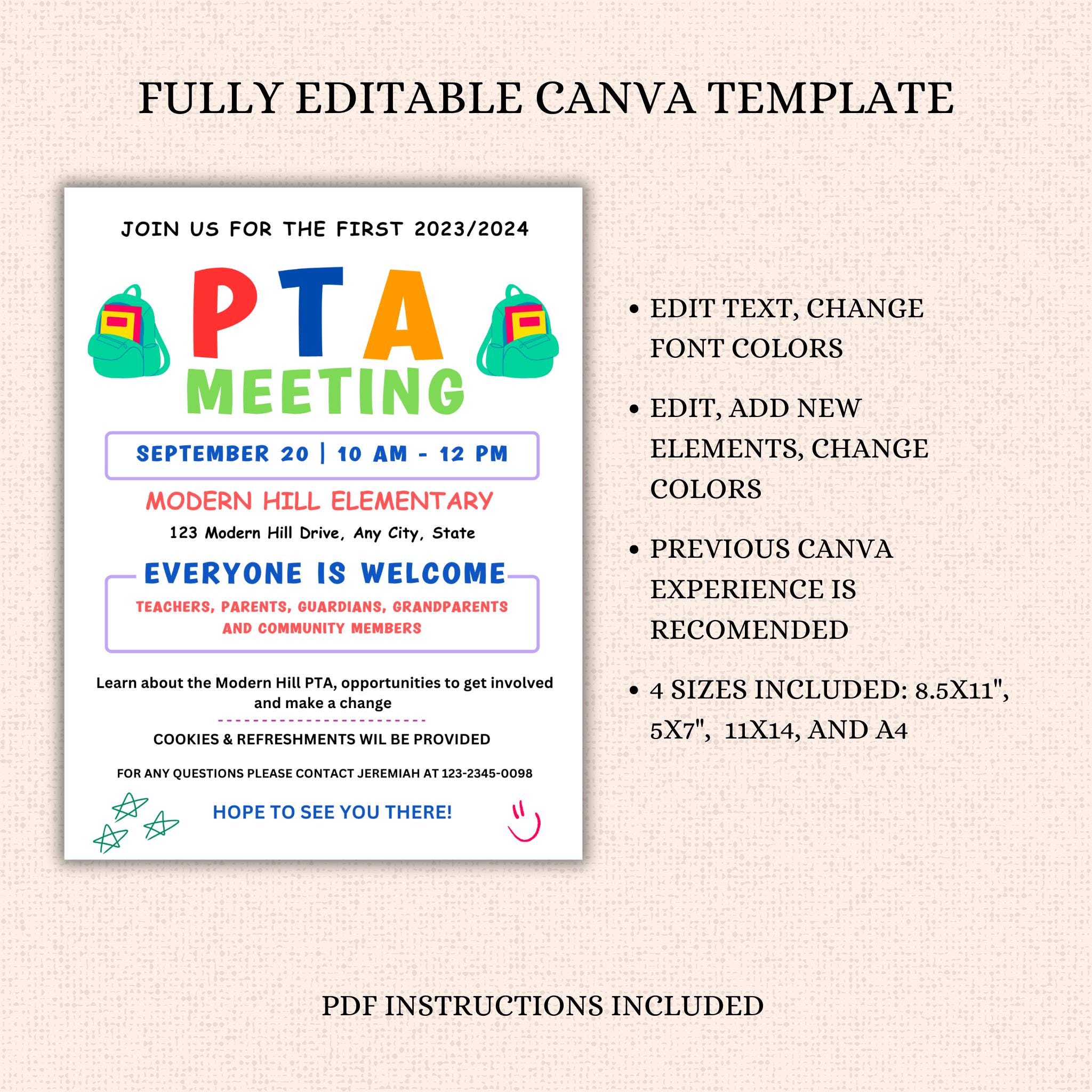 September PTO Monthly Meetings Flyer Template