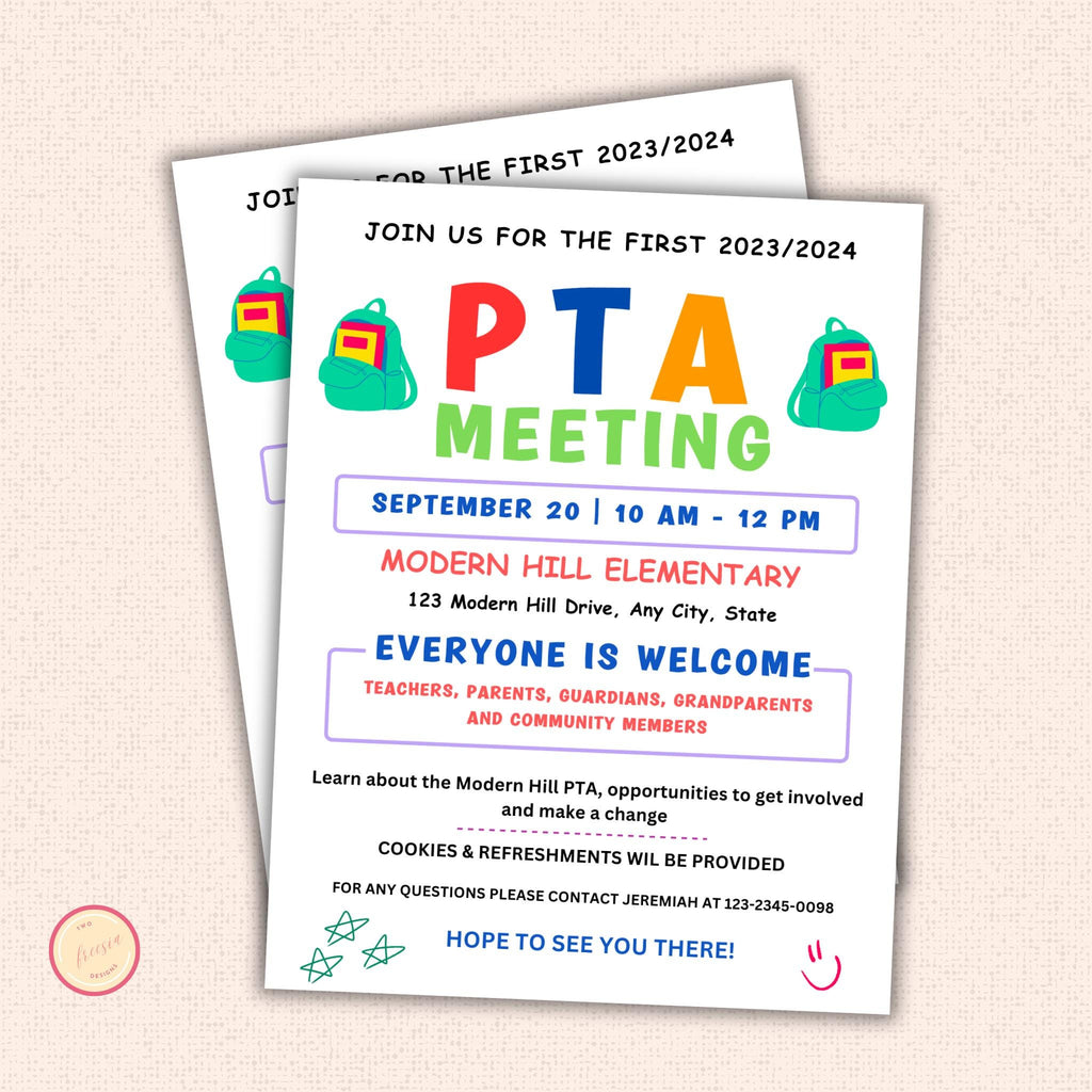 September PTO Monthly Meetings Flyer Template